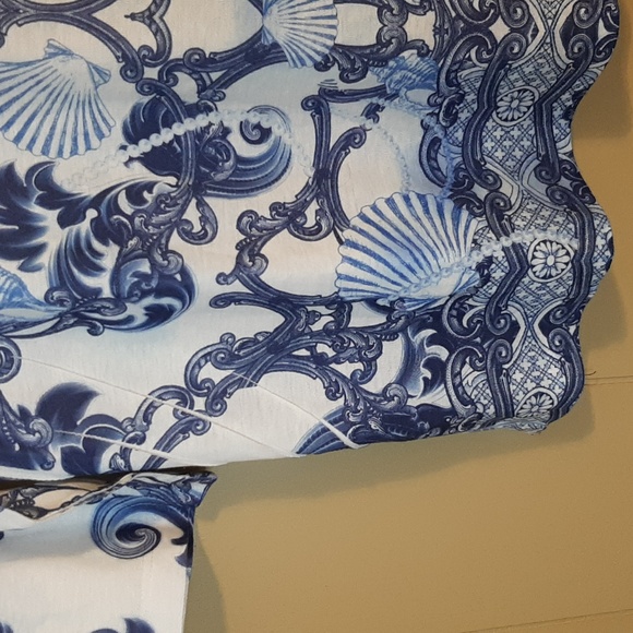 JM Collection Women's XL White And Blue Patterned Blouse - Picture 6 of 14